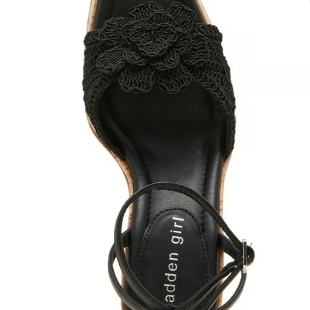 Black Floral Platform Sandals